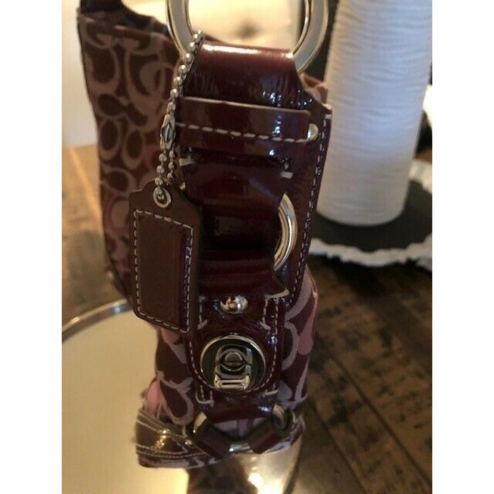 NWT $348 MAROON PATENT LEATHER COACH CARLY SIGNATURE HANDBAG BRAND NEW RARE FIND - Picture 5 of 7